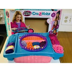 CRA-Z-Knitz Knitting Station Neon Deluxe With Yarn Missing One Needle Hook